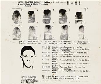 (AMERICAN CRIME) A suite of 10 photographs detailing the infamous life and death of Bonnie and Clyde. Circa 1932-34 & 1934.